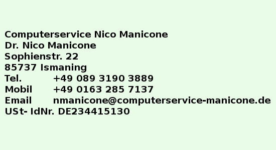 Impressum Computerservice Manicone